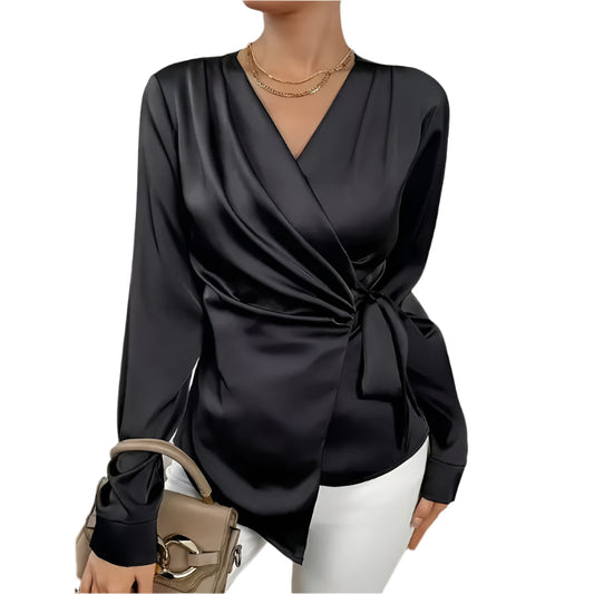 Elegant V-Neck Long Sleeve Blouse