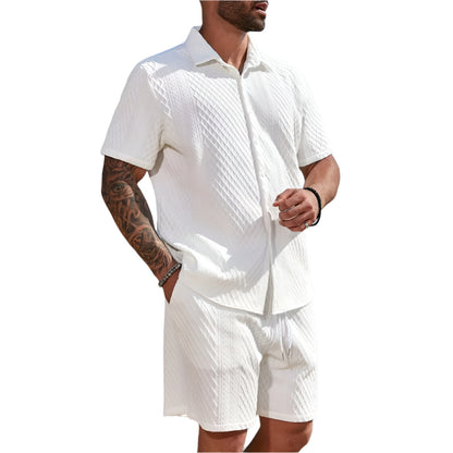 Men’s Solid Button-down Two-Piece Set