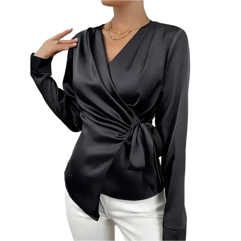 Elegant V-Neck Long Sleeve Blouse