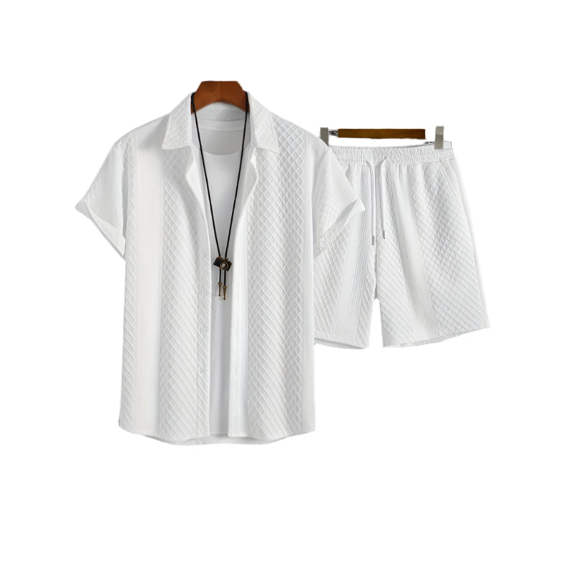 Men’s Solid Button-down Two-Piece Set