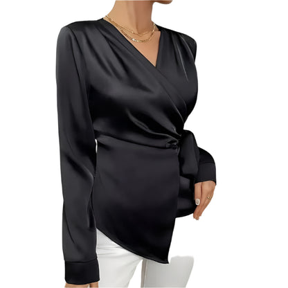 Elegant V-Neck Long Sleeve Blouse