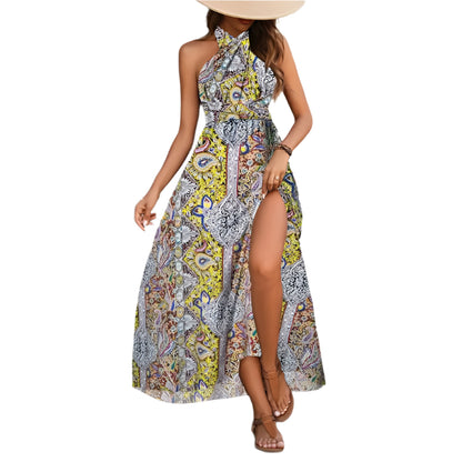 Paisley Halter Dress with Crisscross Straps